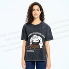 Unisex An Immovable Sumo Cat Printed Washed Tee