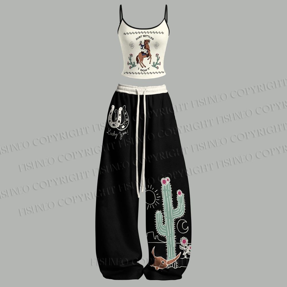 Dust Settles I Don't Top & Elasticated Trousers Two-Piece Set