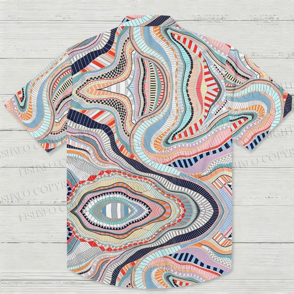Abstract Geometric Printed Hawaiian Shirt