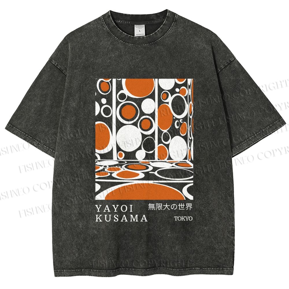 Unisex Yayoi Kusama Polka Dot Printed Washed Tee