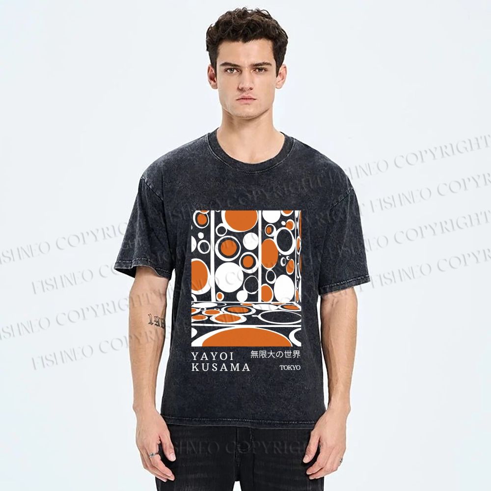 Unisex Yayoi Kusama Polka Dot Printed Washed Tee