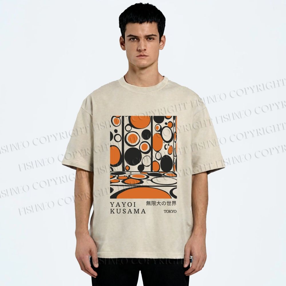 Unisex Yayoi Kusama Polka Dot Printed Washed Tee