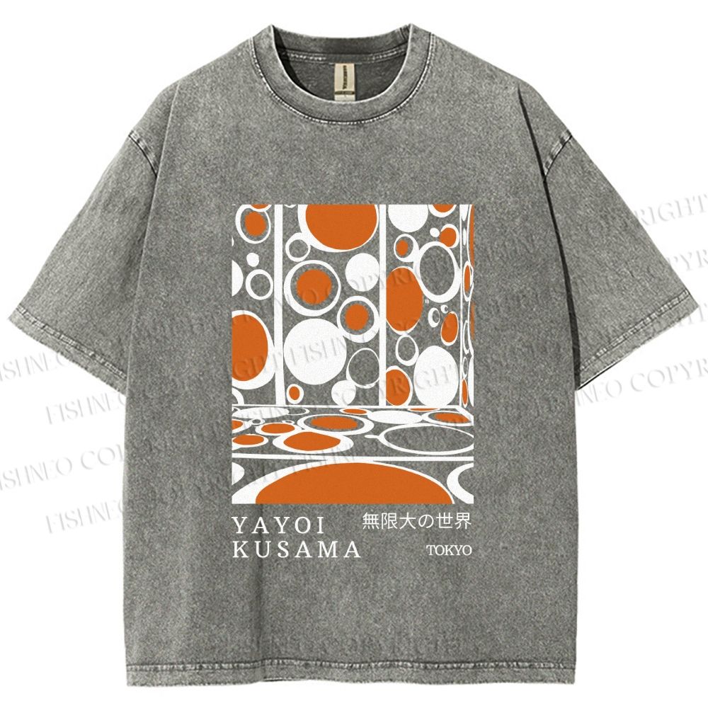 Unisex Yayoi Kusama Polka Dot Printed Washed Tee