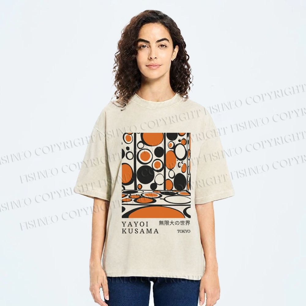 Unisex Yayoi Kusama Polka Dot Printed Washed Tee