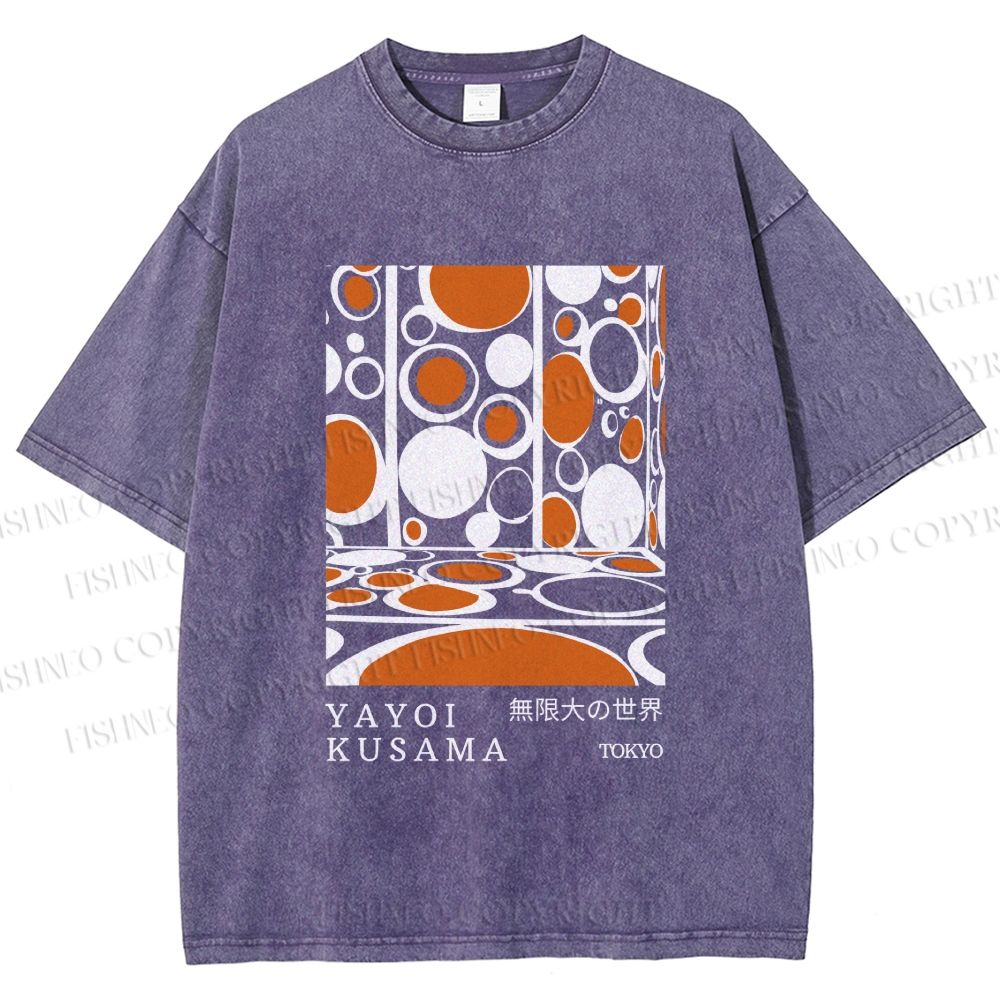 Unisex Yayoi Kusama Polka Dot Printed Washed Tee