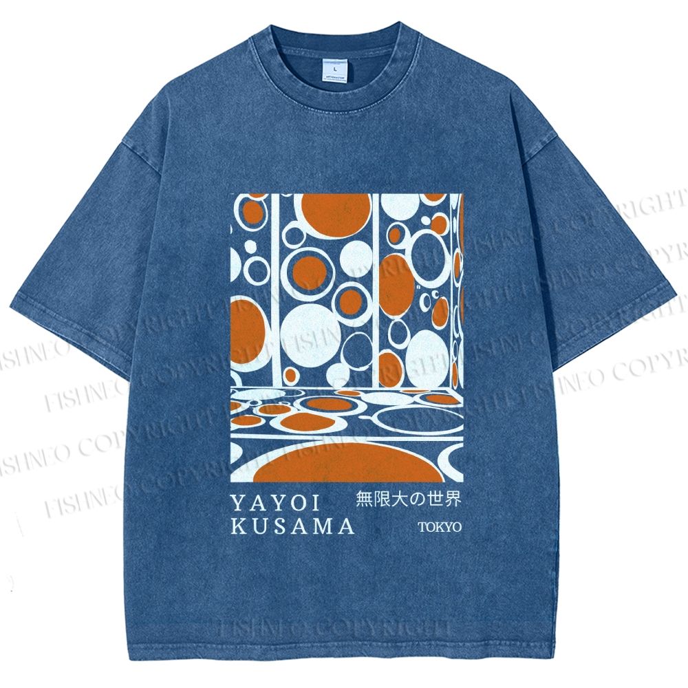 Unisex Yayoi Kusama Polka Dot Printed Washed Tee