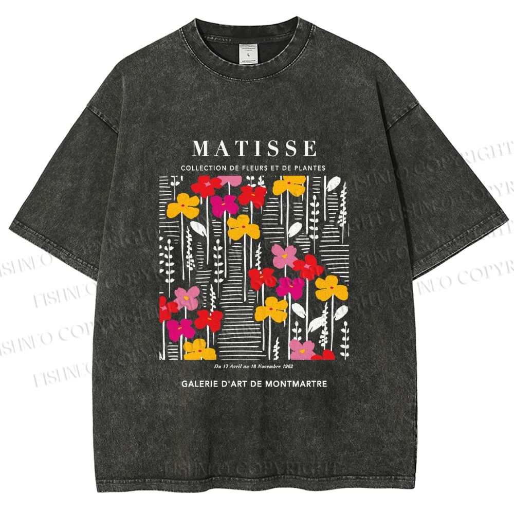 Unisex Collection De Fleurs Et De Plantes Printed Washed Tee