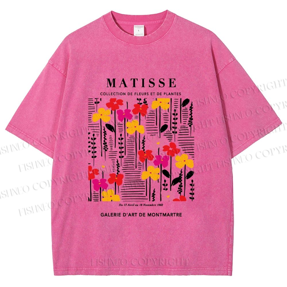 Unisex Collection De Fleurs Et De Plantes Printed Washed Tee