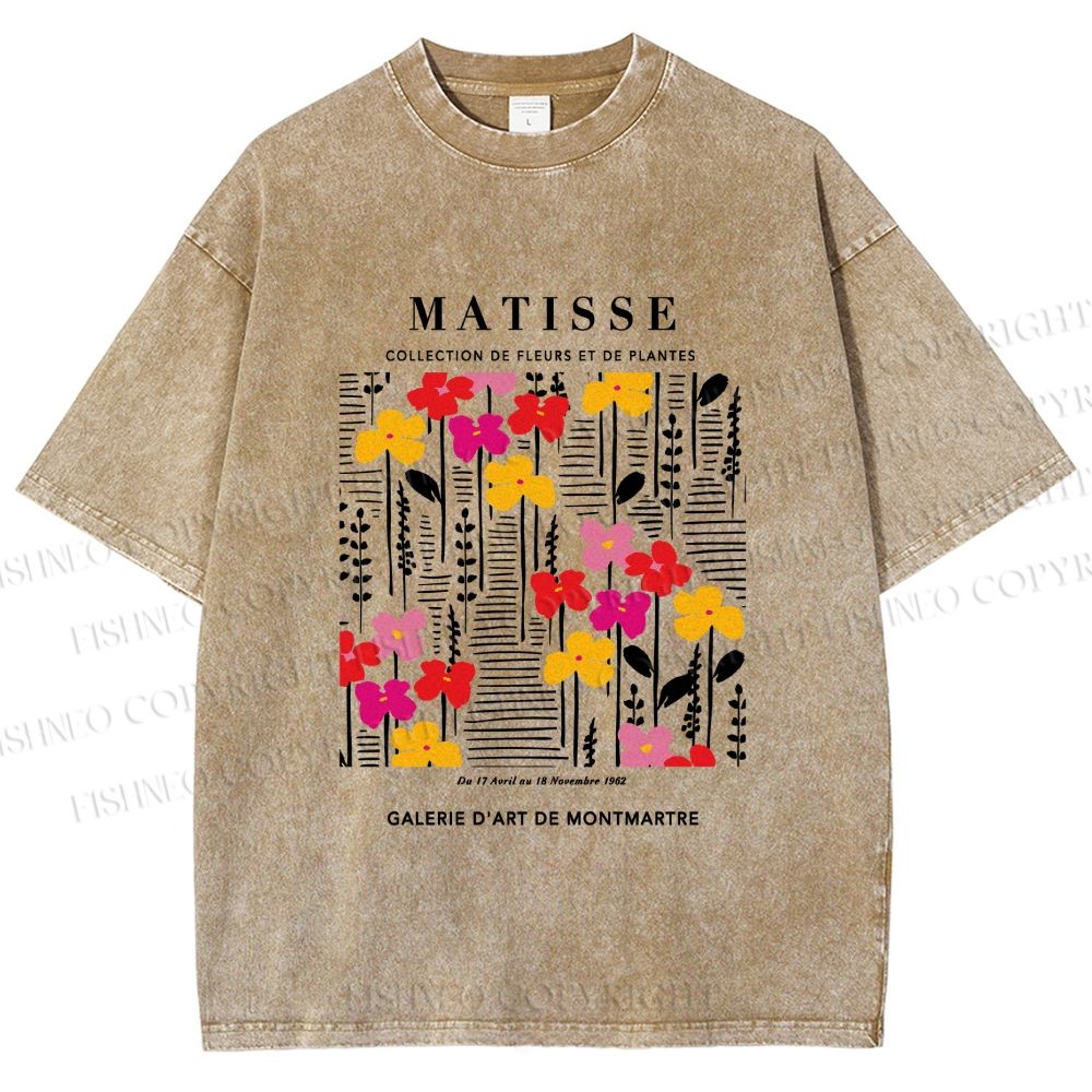 Unisex Collection De Fleurs Et De Plantes Printed Washed Tee