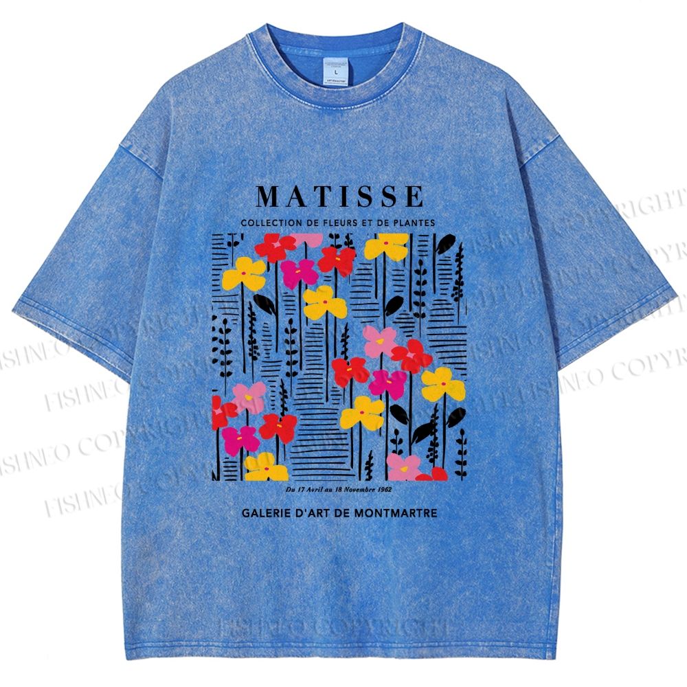 Unisex Collection De Fleurs Et De Plantes Printed Washed Tee