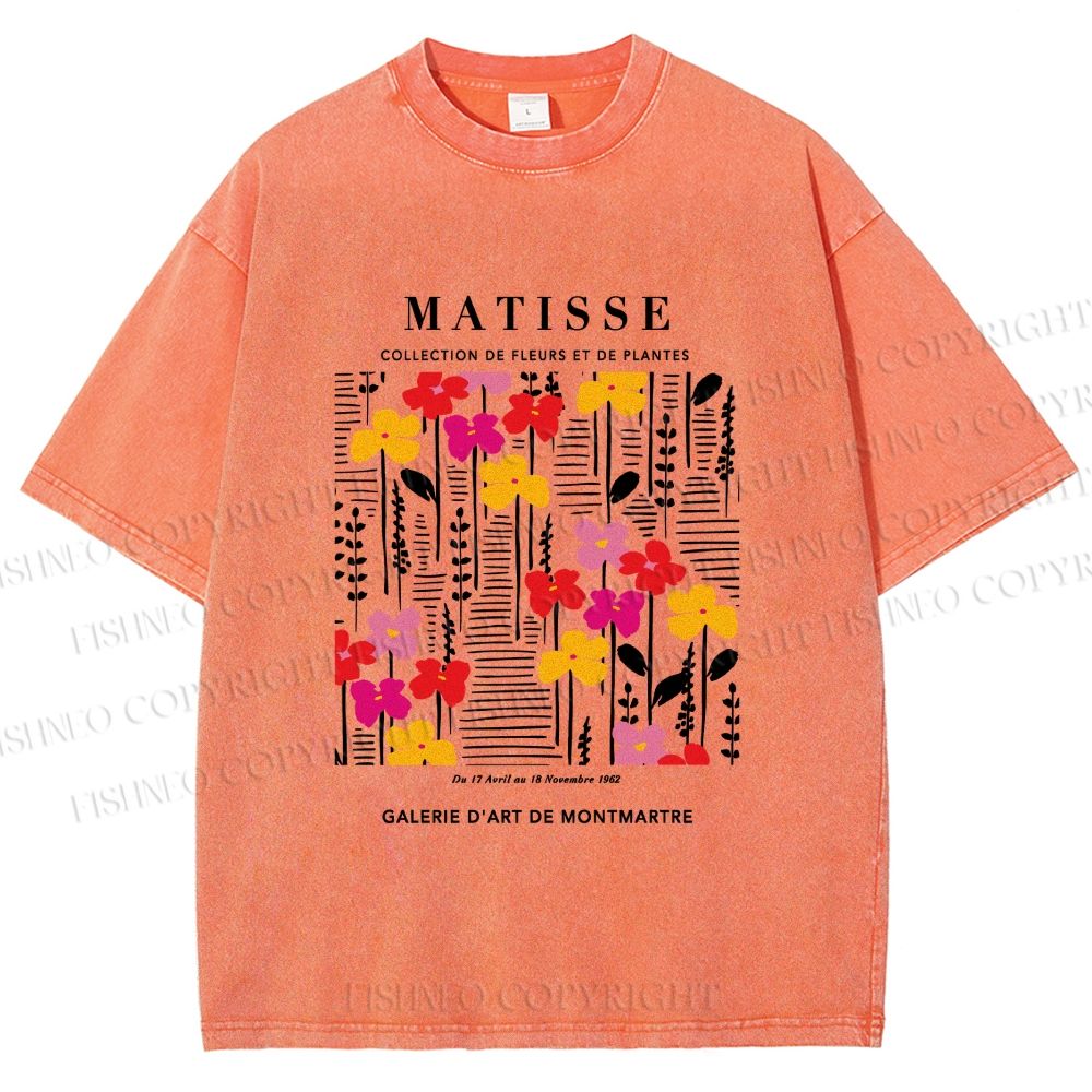 Unisex Collection De Fleurs Et De Plantes Printed Washed Tee