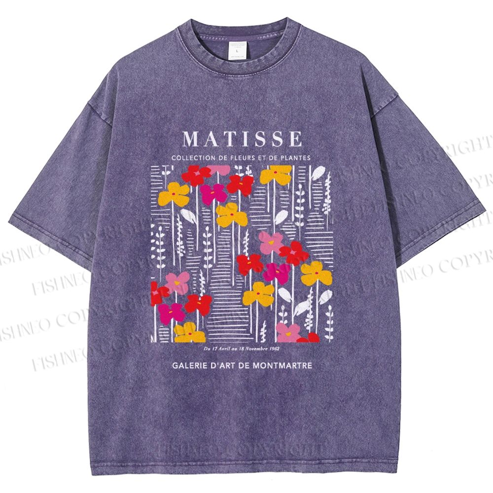Unisex Collection De Fleurs Et De Plantes Printed Washed Tee