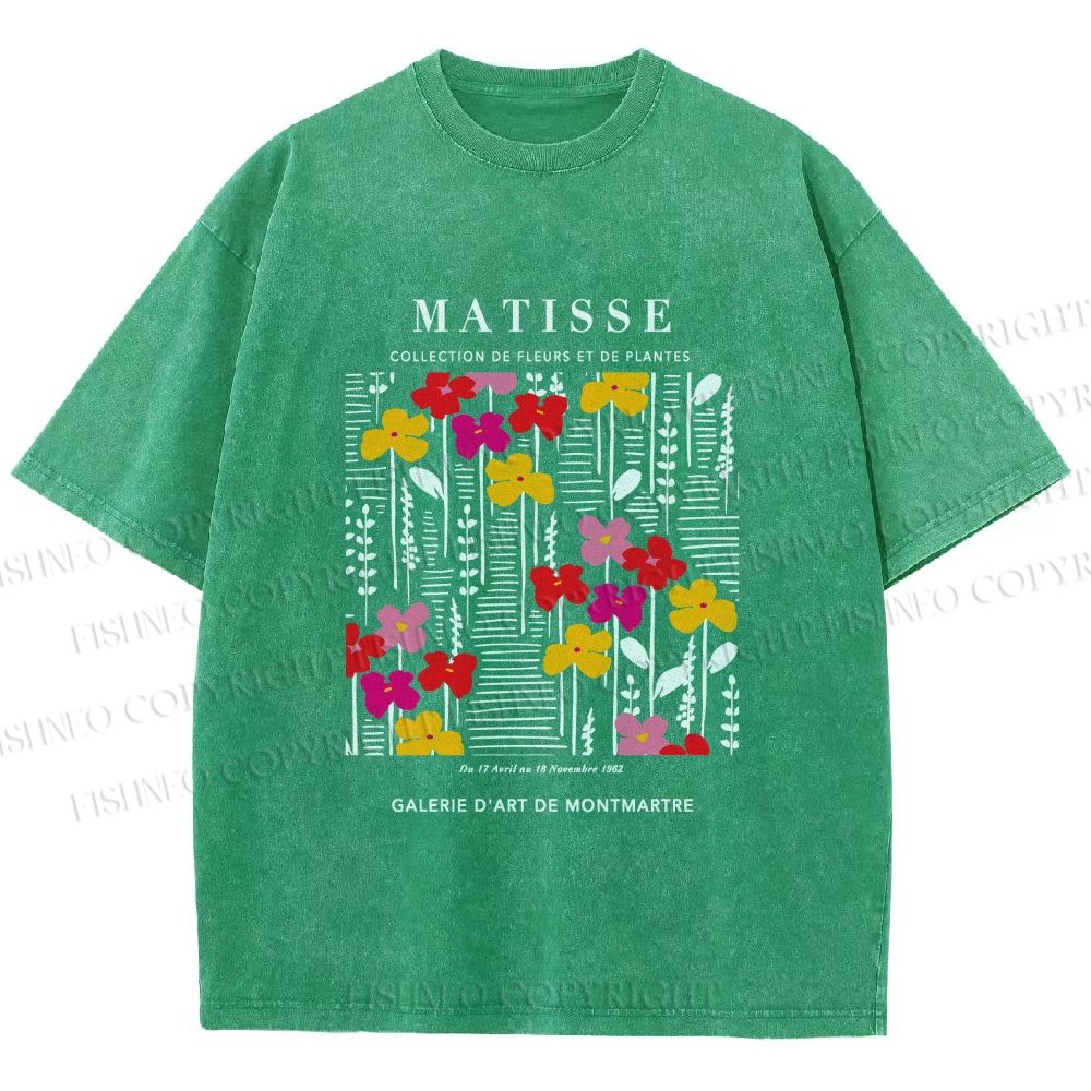 Unisex Collection De Fleurs Et De Plantes Printed Washed Tee