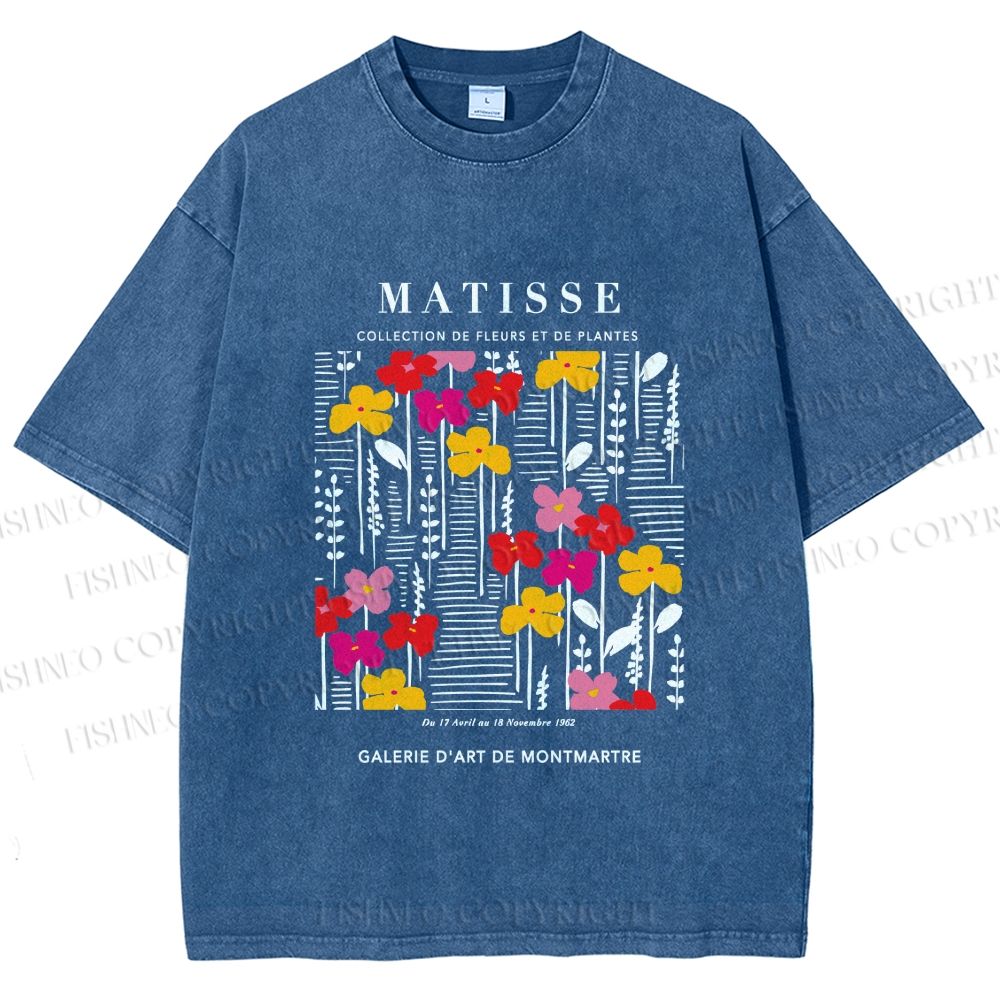 Unisex Collection De Fleurs Et De Plantes Printed Washed Tee