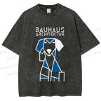 Unisex Bauhaus Dog Printed Washed Tee