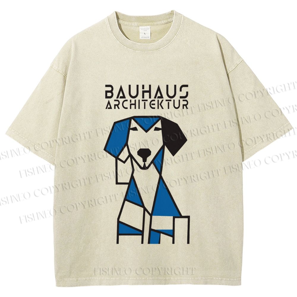 Unisex Bauhaus Dog Printed Washed Tee
