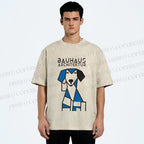 Unisex Bauhaus Dog Printed Washed Tee