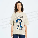 Unisex Bauhaus Dog Printed Washed Tee