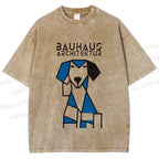 Unisex Bauhaus Dog Printed Washed Tee