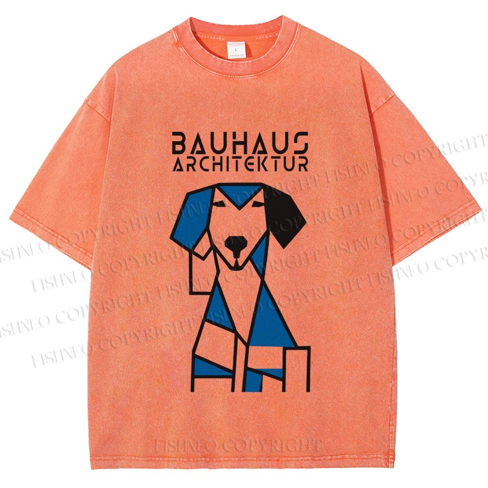 Unisex Bauhaus Dog Printed Washed Tee