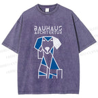 Unisex Bauhaus Dog Printed Washed Tee