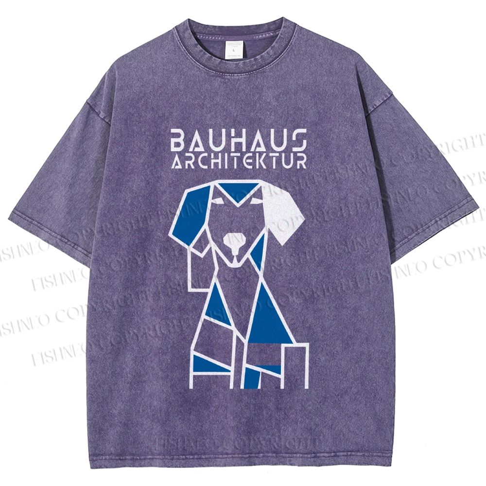 Unisex Bauhaus Dog Printed Washed Tee