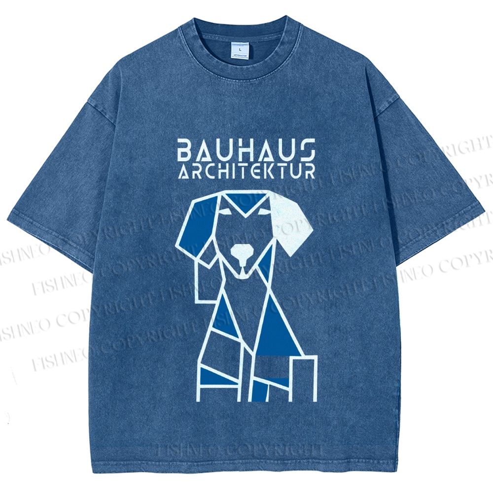 Unisex Bauhaus Dog Printed Washed Tee