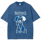 Unisex Bauhaus Dog Printed Washed Tee