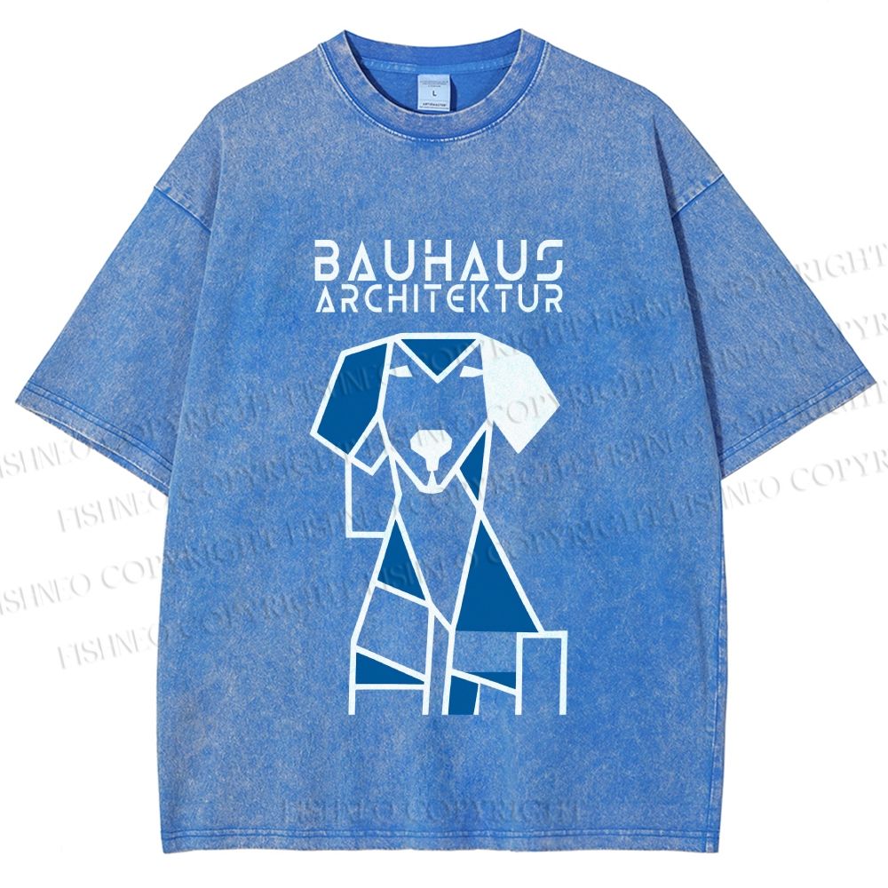 Unisex Bauhaus Dog Printed Washed Tee