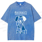 Unisex Bauhaus Dog Printed Washed Tee