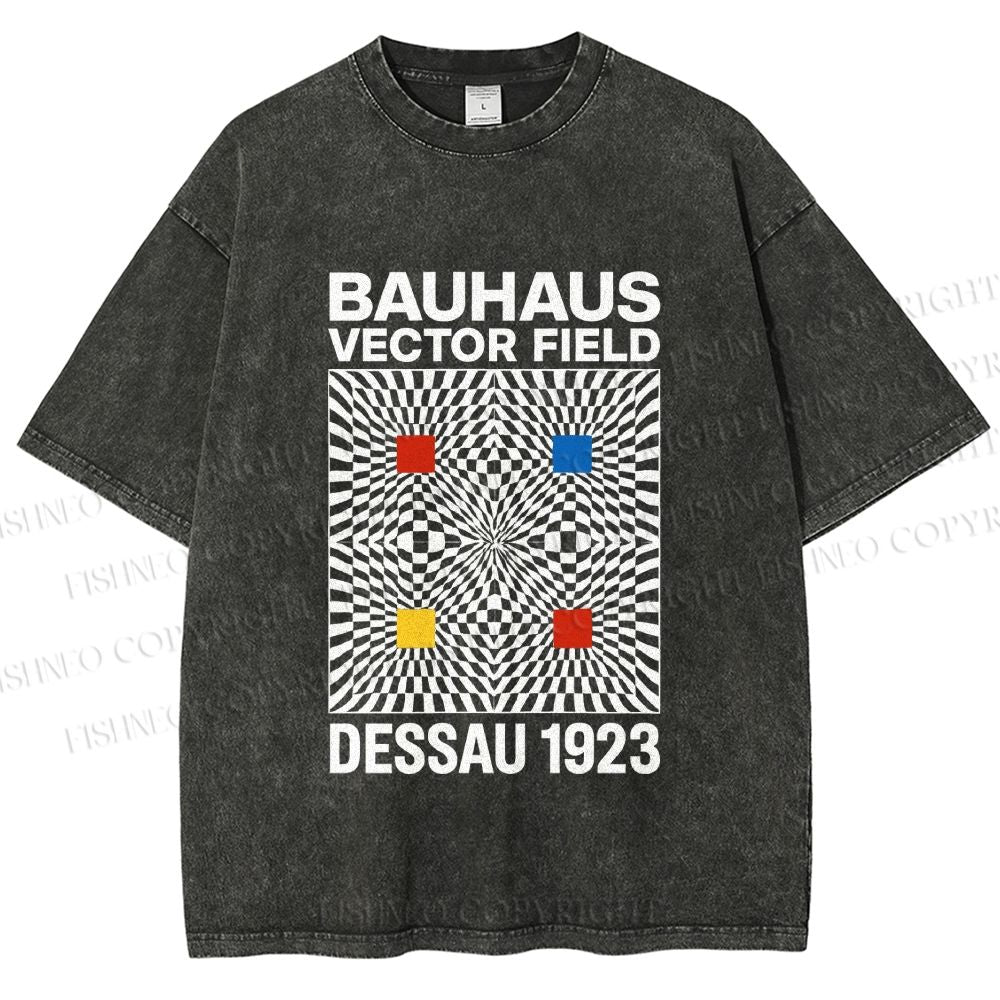 Unisex Bauhaus Vector Field Printed Washed Tee