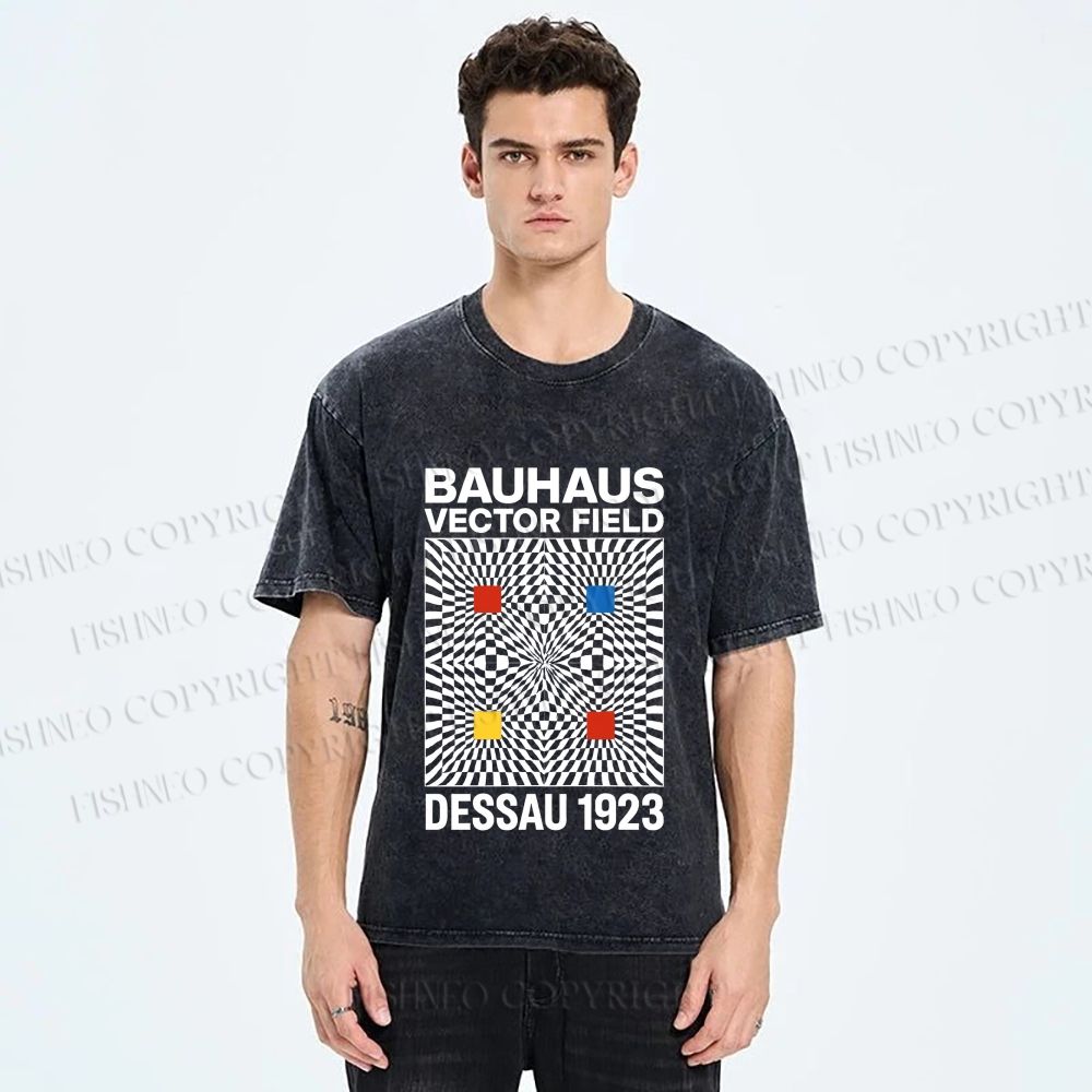 Unisex Bauhaus Vector Field Printed Washed Tee