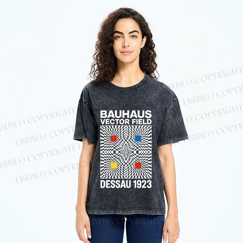 Unisex Bauhaus Vector Field Printed Washed Tee