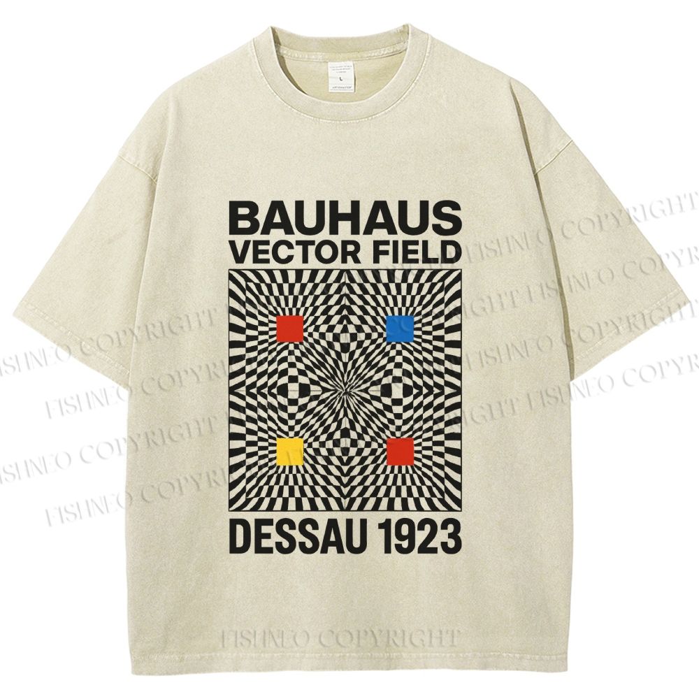 Unisex Bauhaus Vector Field Printed Washed Tee