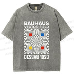 Unisex Bauhaus Vector Field Printed Washed Tee