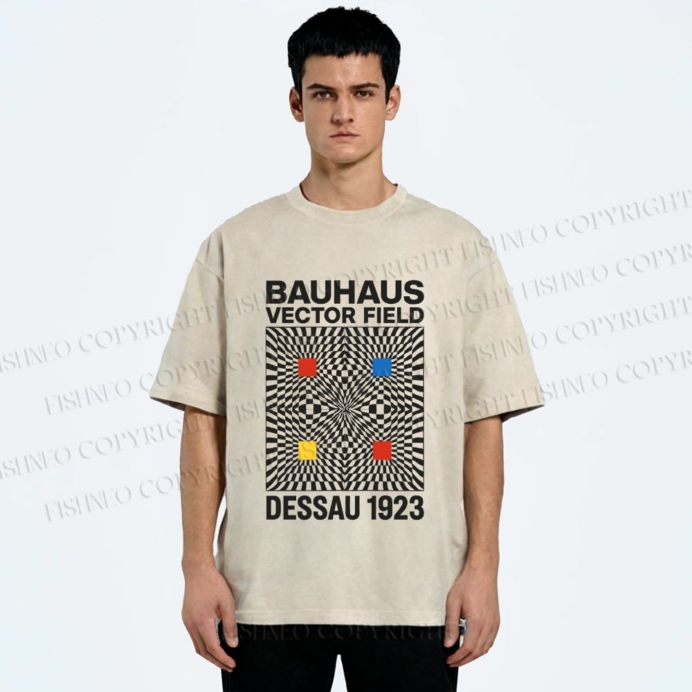 Unisex Bauhaus Vector Field Printed Washed Tee