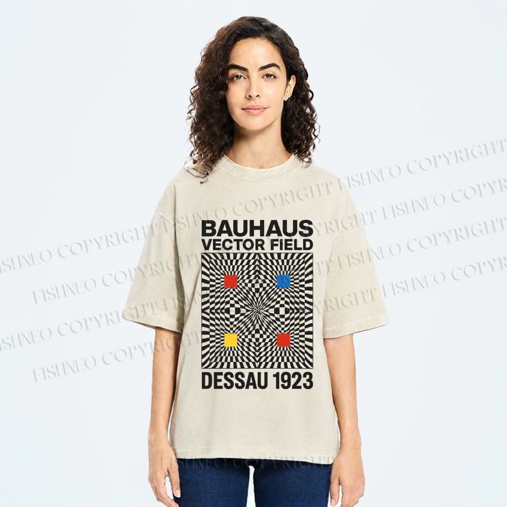 Unisex Bauhaus Vector Field Printed Washed Tee