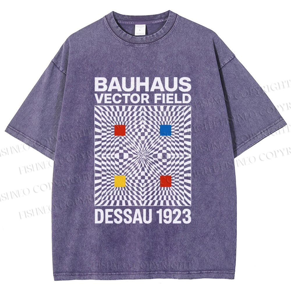 Unisex Bauhaus Vector Field Printed Washed Tee