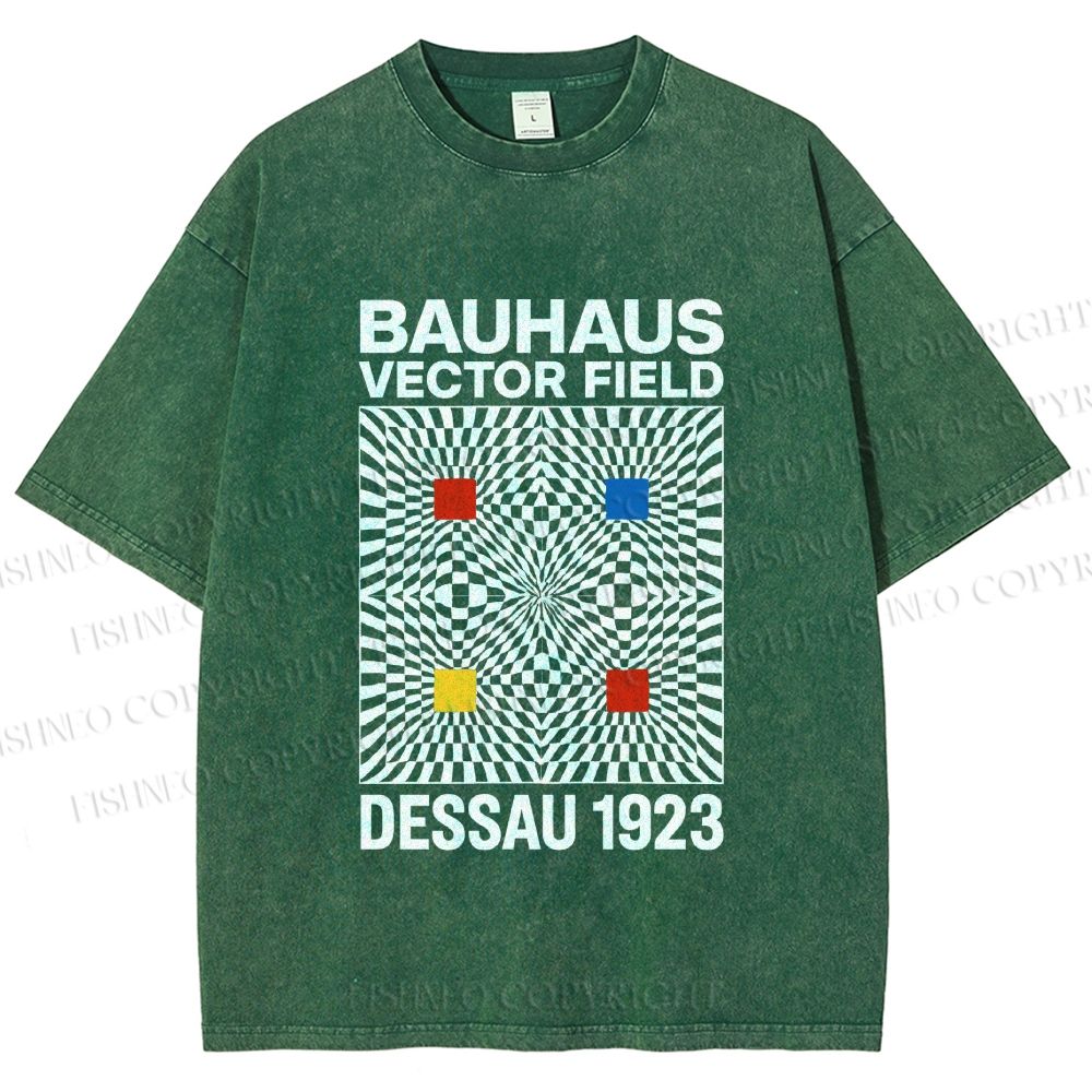 Unisex Bauhaus Vector Field Printed Washed Tee