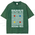 Unisex Bauhaus Vector Field Printed Washed Tee