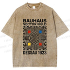 Unisex Bauhaus Vector Field Printed Washed Tee