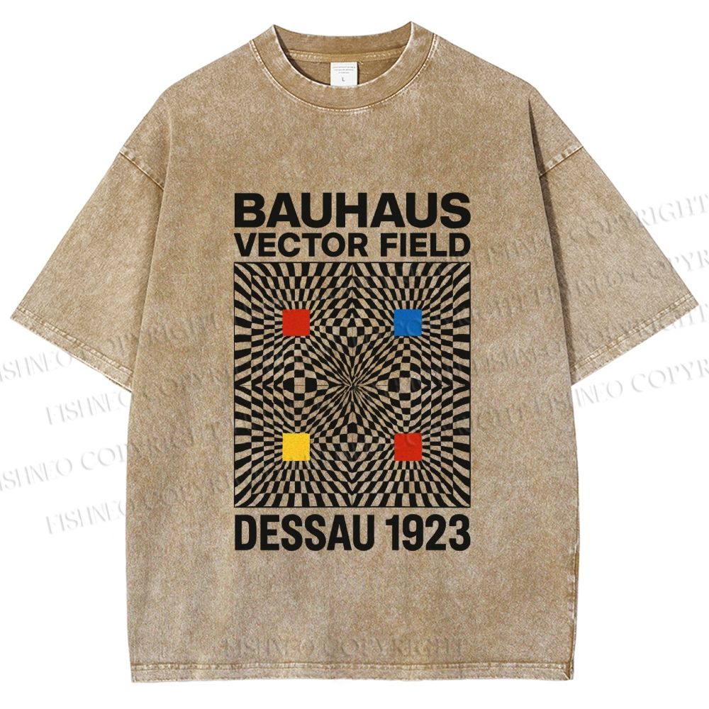 Unisex Bauhaus Vector Field Printed Washed Tee