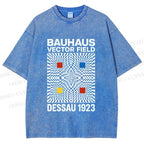 Unisex Bauhaus Vector Field Printed Washed Tee