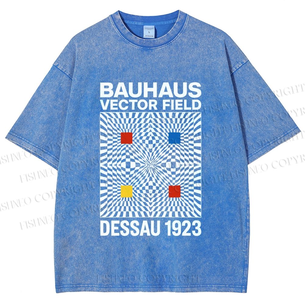 Unisex Bauhaus Vector Field Printed Washed Tee