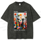 Unisex Yayoi Kusama Cat Printed Washed Tee
