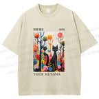 Unisex Yayoi Kusama Cat Printed Washed Tee
