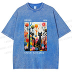 Unisex Yayoi Kusama Cat Printed Washed Tee
