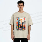 Unisex Yayoi Kusama Cat Printed Washed Tee