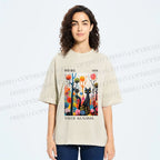 Unisex Yayoi Kusama Cat Printed Washed Tee