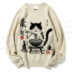 Unisex Ramen Cat Printed Sweatshirt